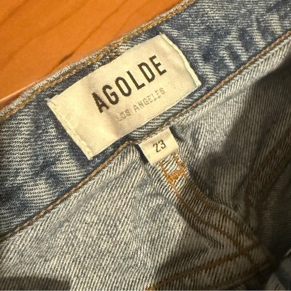 AGOLDE 90s Jean Distressed Loose Fit Denim Straight‎ Leg Light Wash size 23 - Image 4