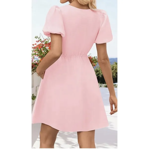 Prettygarden Women's Summer Short Sleeve Tie Front Mini Dress - Image 3