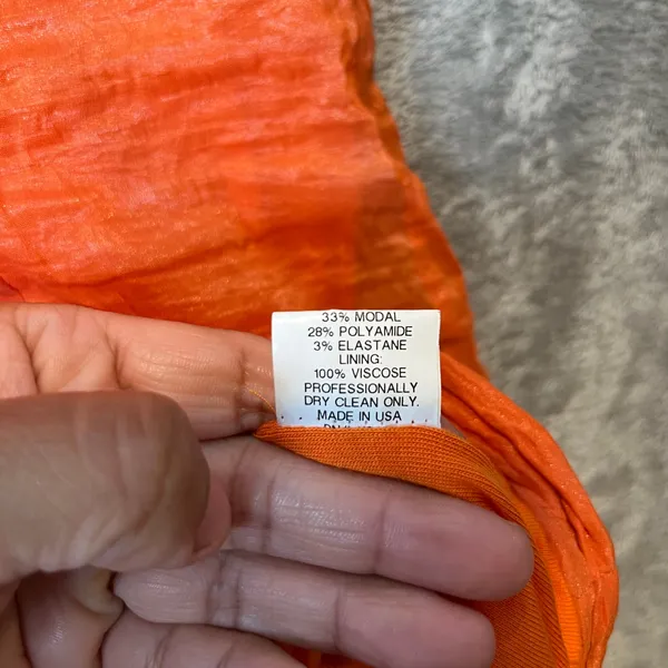 Yigal Azrouel Orange V-Neck‎ Crinkle Bodycon Dress Size 2 - Image 8