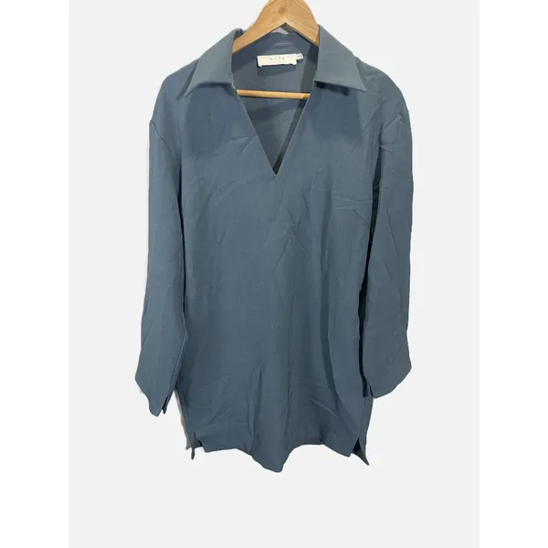 ASTR The Label Shift Dress Women Medium Blue V-Neck Long Sleeve Mini ADR102433 - Image 2