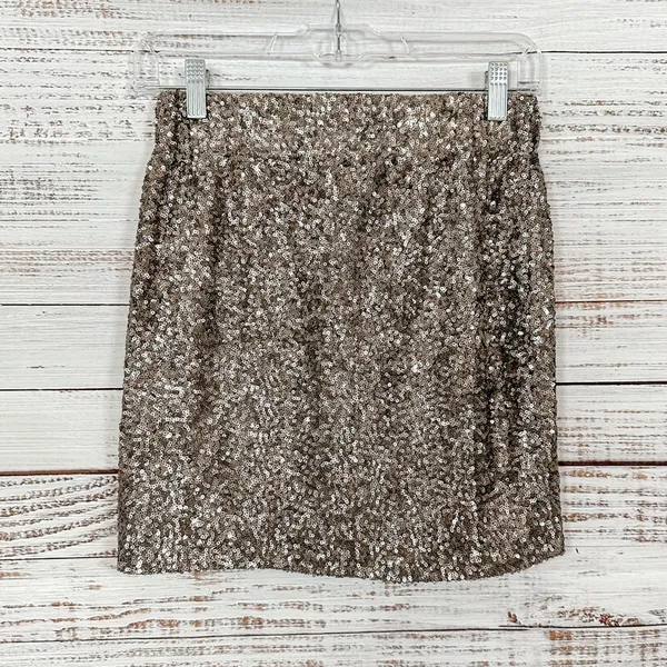 Lovers & Friends Bronze Sequin Mini Skirt, EUC, Size Small - Image 3