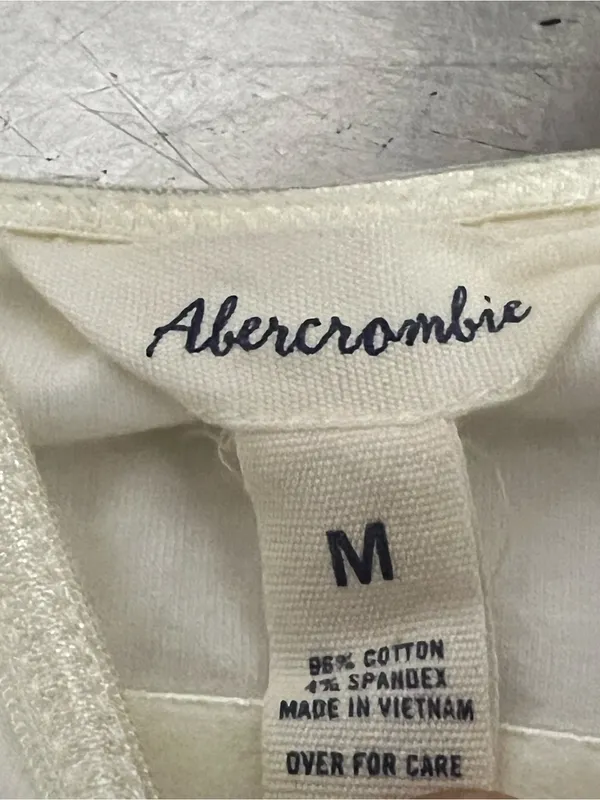 Abercrombie & Fitch White Camisole Tank Top w/Adjustable Straps Size Medium VGUC - Image 4