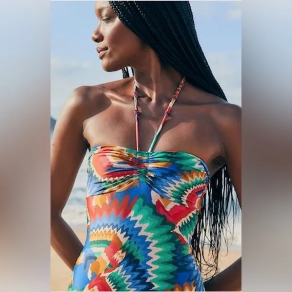 Farm Rio Chevron Toucans One Piece, size X-Small, $189 - Image 5