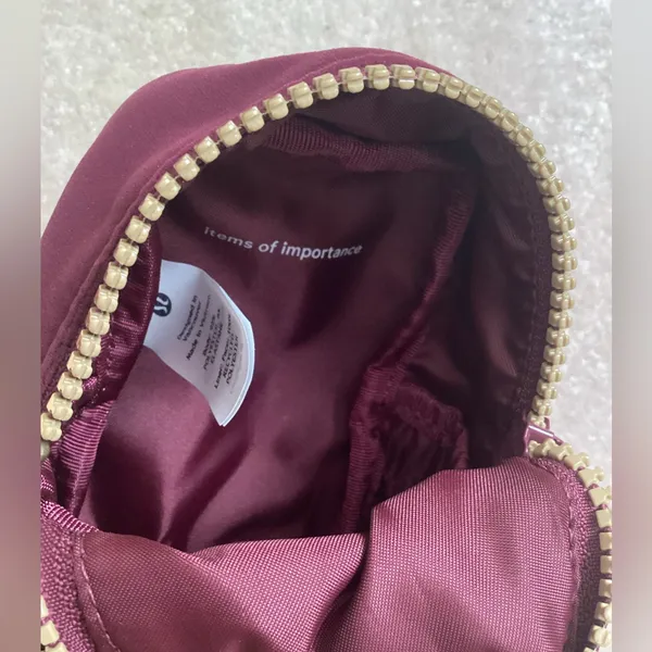 Lululemon Athletica Red and Gold Mini Bag Backpack Charm Nano Velour - Image 4