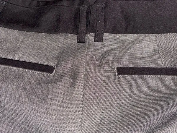 Express Women's Gray Boot Cut Stretch Pants with Black Waist Detail - Image 3