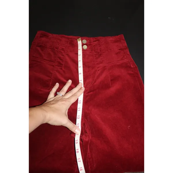 Avec Les Filles Corduroy Pants Womens 10 Burgundy Red New High Waist Wide Leg - Image 8