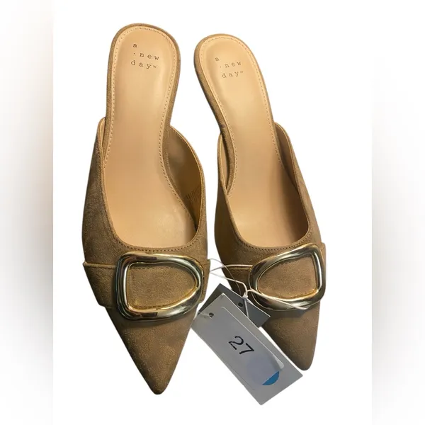 A New Day Women’s Larissa Pointed Toe Kitten Heels– Brown Faux Suede, Size 7.5 - Image 5