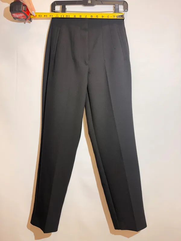 ZARA Black High Waist Front Seam Straight Leg Tailored Trousers Pants Size S - Image 3