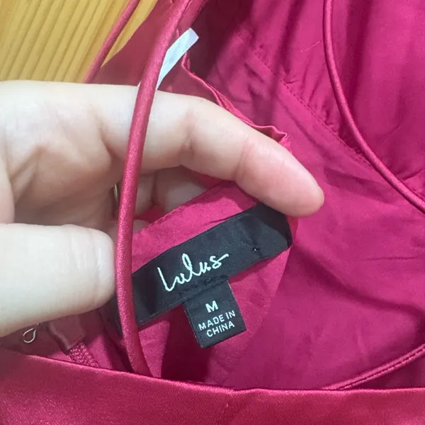 Lulus Size Medium Always Luminous Magenta Satin Ruched Lace-Up Dress. - Image 10