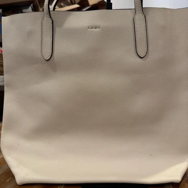 Coach Thea Leather Tote Chalk Pebbled Carryall Purse Everyday Shoulder Bag - Image 8