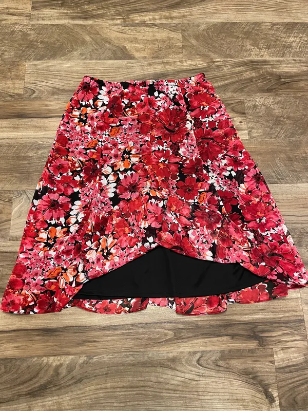 Laura Scott Women’s Floral Full Midi Skirt - Red Multi Size Medium - Image 3