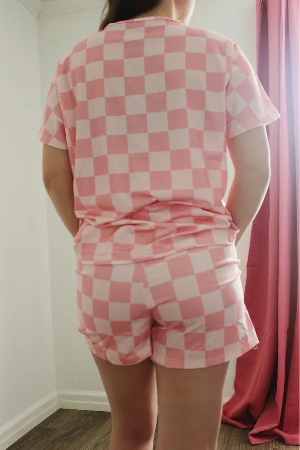 Pink checker 2 piece set Size M - Image 2