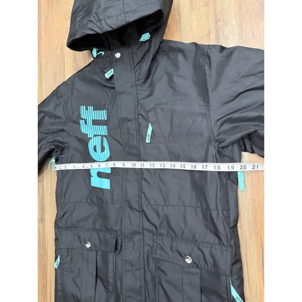 Neff Outerwear Snowboard Ski Jacket Large Black Blue Hooded Unisex Y2K - Image 11