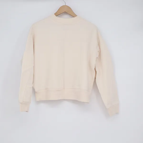 A New Day Cream Crewneck Sweatshirt Womens Medium Dropped Shoulder Ribbed Trim - Image 4
