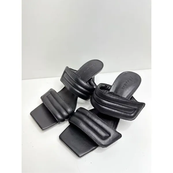 Abound Sandals Womens Size 6 Qarly‎ Heeled Black Square Toe Slip On Heels - Image 3
