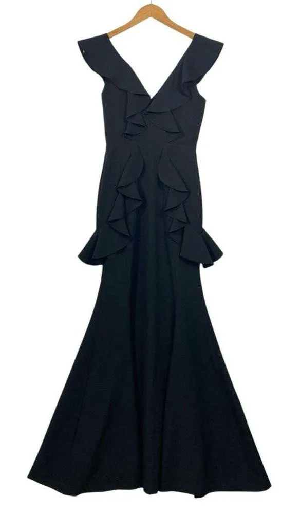 Gianni Bini nwt black ruffle maxi formal dress XS 0 - Image 4