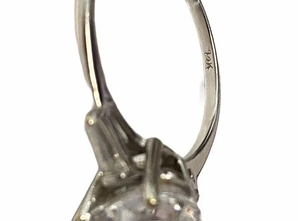Women’s 14K Pear Shape White Gold CZ Zirconia Wedding Or Engagement Sz 10 Ring - Image 7