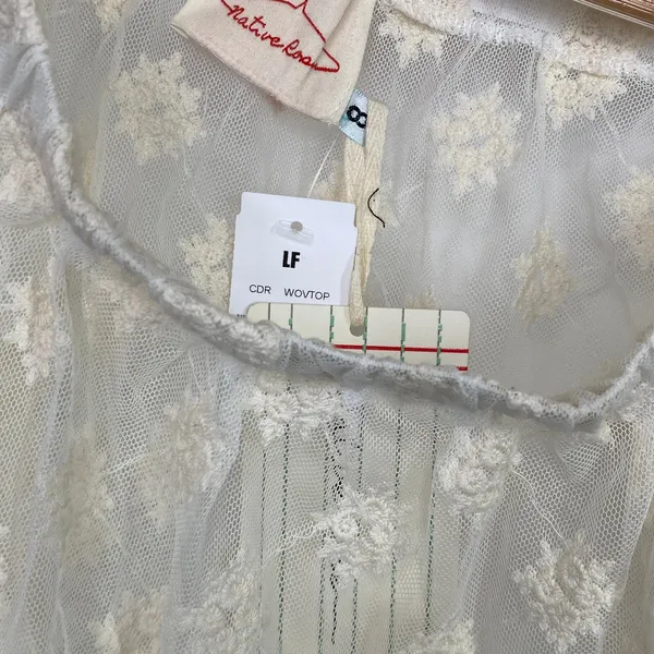 LF Native Rose Cream Woven Short Sleeve‎ Sheer Top Women's Size 8 NWT - Image 5