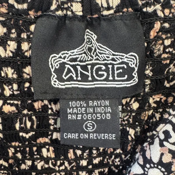 Angie Boho Floral Smocked High Low Midi Dress Black Pink Small Cottagecore - Image 8