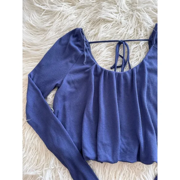 Free People We The Free Bondi Thermal Long Sleeve Top True Blue Size XS - Image 5