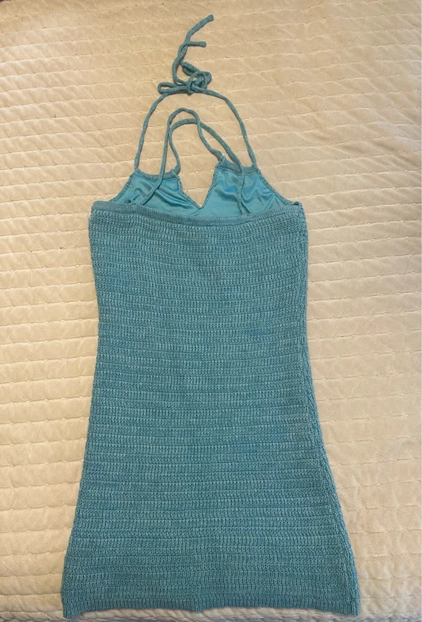 Olive + Oak blue crochet halter neck dress - Image 2