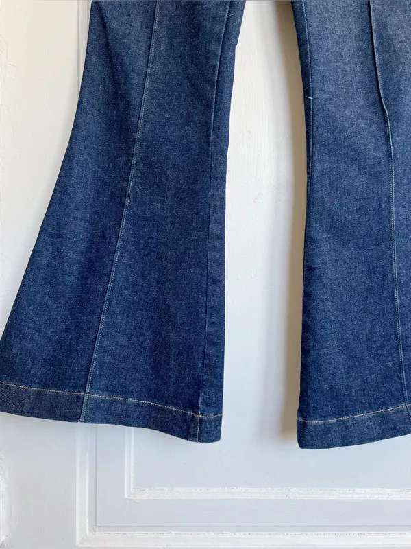 SPANX • Pintuck Flare Jeans pull on high rise bell bottom Raw Indigo dark wash - Image 12