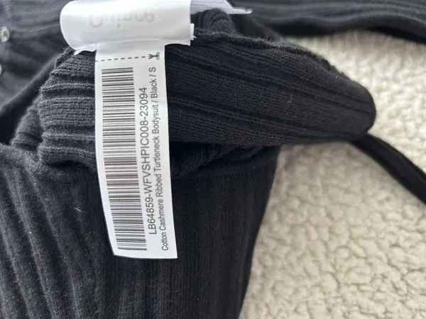 Quince Stretch Ribbed Organic Cotton Cashmere Long Sleeve Bodysuit Black Size S - Image 13