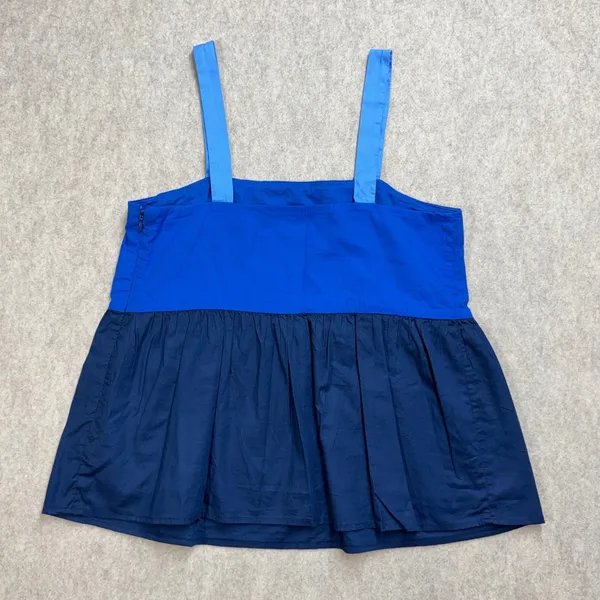 LOFT Blue Colorblock Babydoll Camisole Tank Top Size 0 Cotton‎ Modal Preppy - Image 4