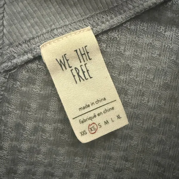 Free People We‎ The Free South Side Waffle Knit Thermal Charcoal Gray Sz XS - Image 9