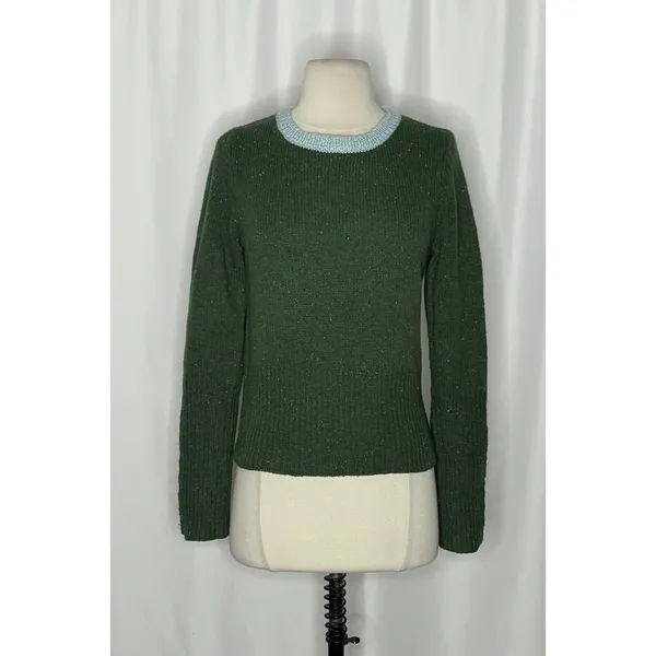 Anthropologie SLEEPING ON SNOW Green Cashmere Wool Button Sweater Knit Small - Image 2