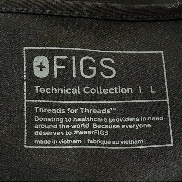 Figs Women’s Size L Black V-Neck Casma Three Pocket Medical Scrub Top FW1100 - Image 4