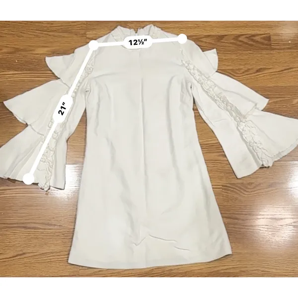 Alexis London Ivory Tiered Mini Dress Long Sleeve Flare Dress XS - Image 5