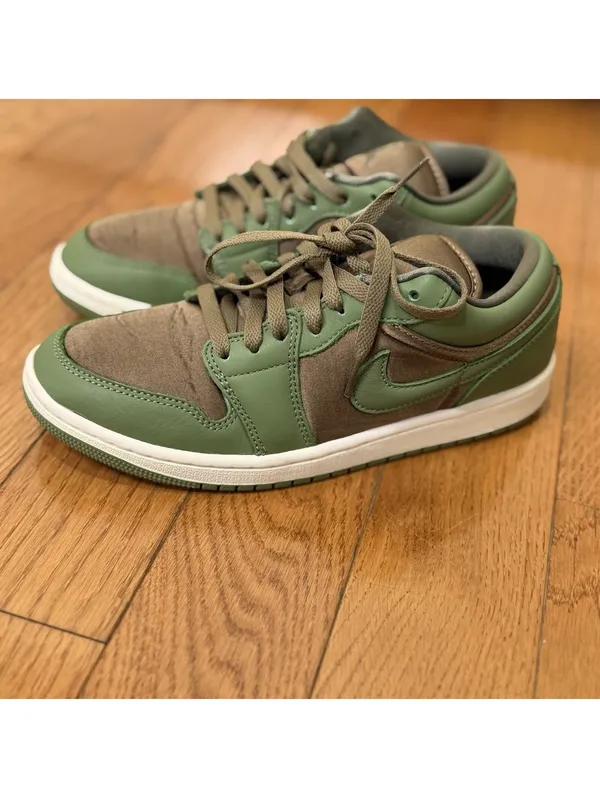 Size 8.5 US Air Jordan 1 Low SE Olive Brown Kelp FB9893-300 Green Brown Leather - Image 12