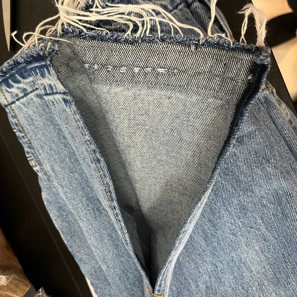 GRLFRND Harlow High Rise Boot Slit Jeans Size 32 Distressed Raw Hem Blue Diamond - Image 8