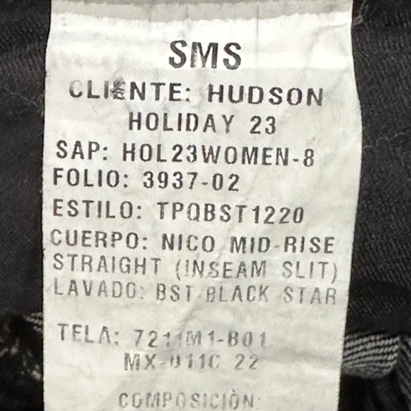 Hudson Nico Mid Rise Straight Inseam Split Black Star Denim‎ Jeans Size 25 NWT - Image 10