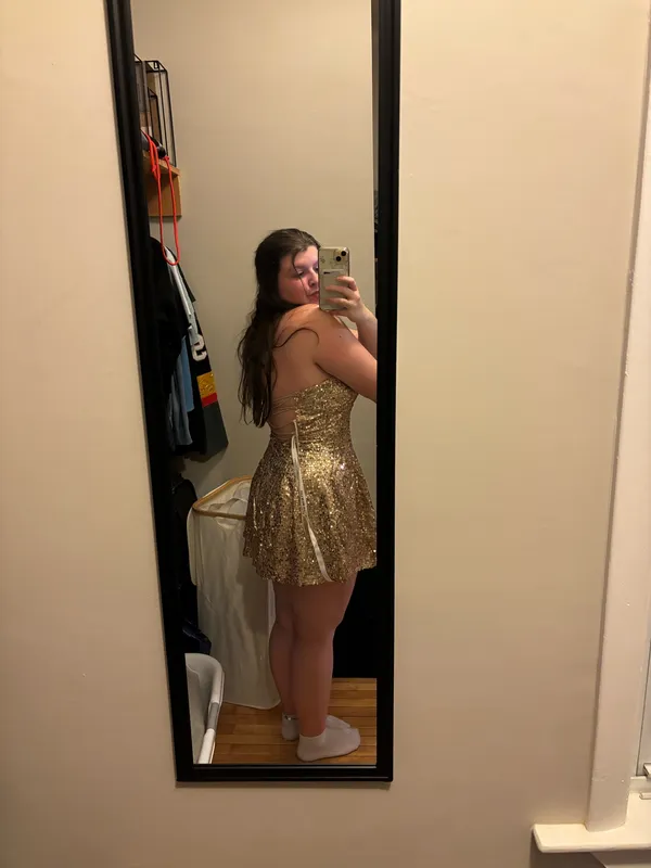 Lucy in the Sky Gold Dress Sequin Strapless - Image 5