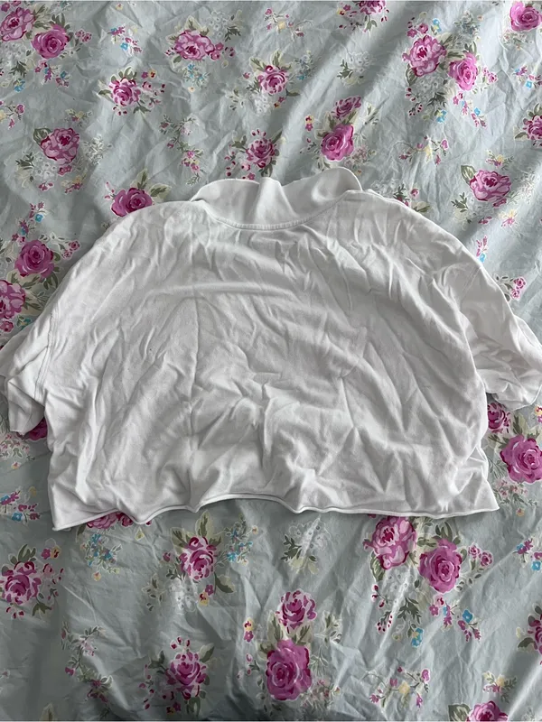 Aerie White Women's Short-Sleeve Polo Cropped Top - Image 2