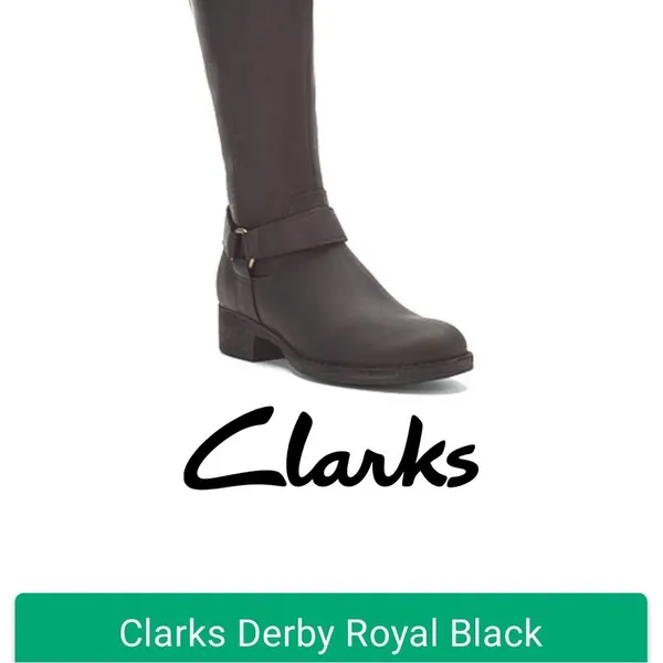 CLARKS Royal Derby Black Leather Boots Low Heal Tall Riding Womens Size 7.5 - Image 7