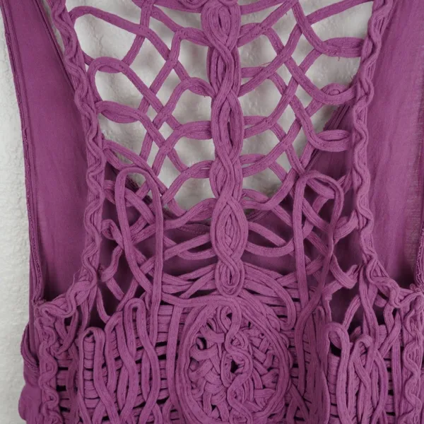 Free‎ People Macrame Back Dress Purple Small Boho Festival Sleeveless Gauzy Knit - Image 7