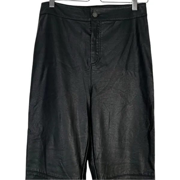 Free People Faux Leather High Waist Flare Leg Pants Size 8 - Image 3