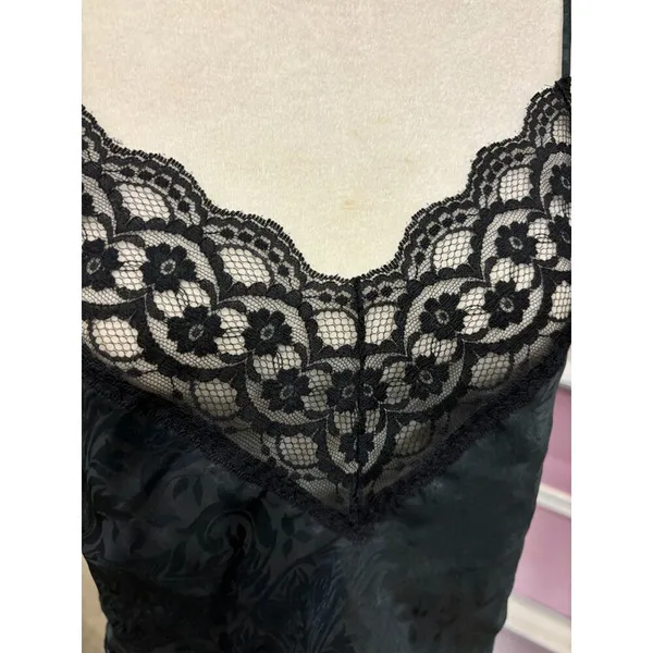 VTG Dreamtime Camisole Top Black Lace Satin Sz M Goth Grunge Witchy Whimsigoth - Image 2