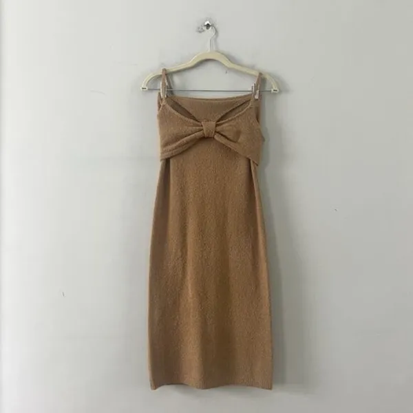 NWT‎ Lulus The Way I Feel Cutout Tan Midi Knit Sweater Dress - Image 4