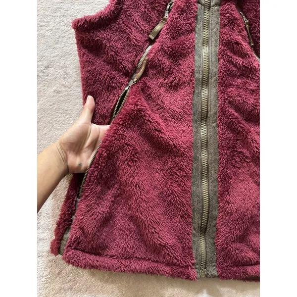 KUHL Women's Flight Pile Fleece Faux Fur Vest Jacket Hood Size Small - Image 3