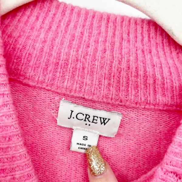 J. Crew Womens Fall Barbiecore Button Extra‎ Soft Yarn Wool Blend Sweater Size S - Image 4