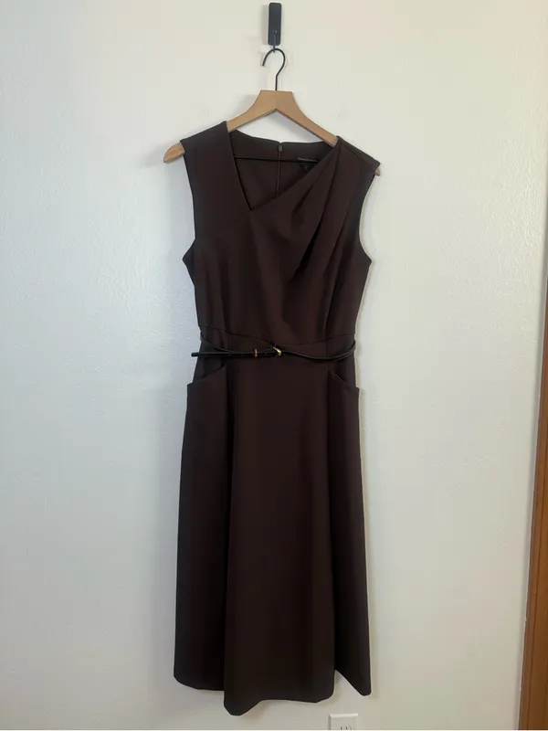 Donna Karan Belted Draped Asymmetric Dress - Image 2