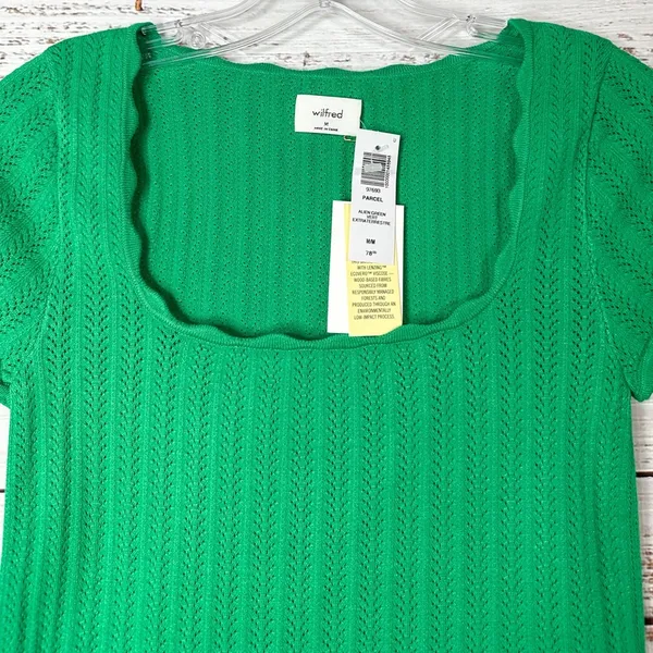 Wilfred Aritzia Alien Green Sweater Crop Top, NWT, Size Medium, MSRP $78 - Image 3