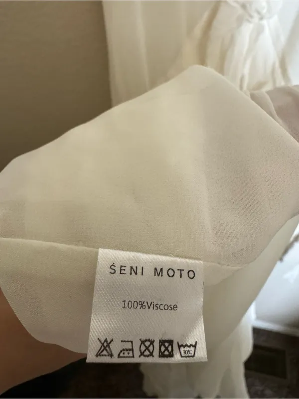 Seni‎ Moto Ozun Maxi Dress Sz L Ivory Ruffle Dreamy Romantic NEW - Image 8