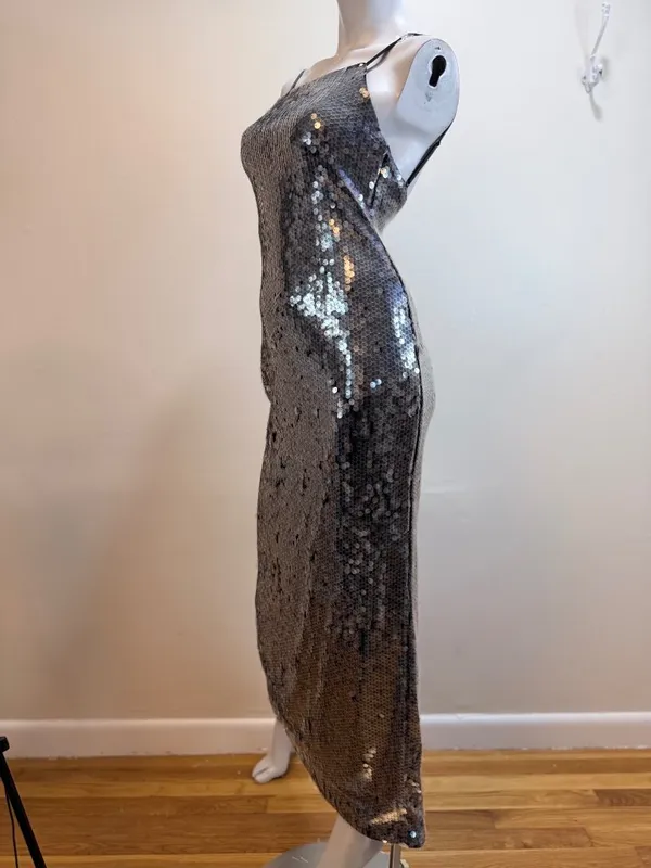 Drapey Shimmering Sparkle Metallic Sequin Corey Slip Dress Ever New Sz 0 - Image 9