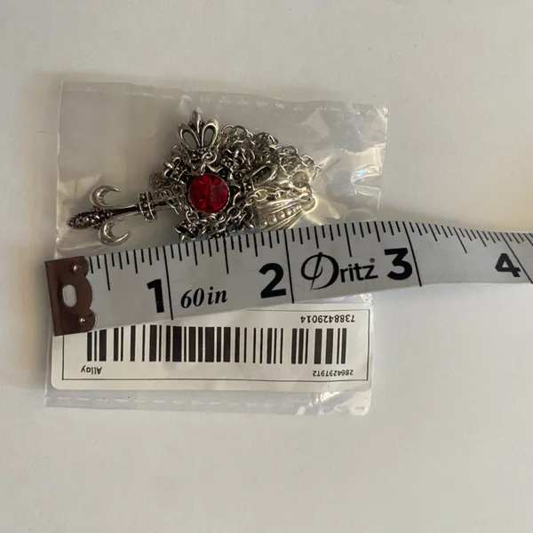 Ruby cross silver‎ tone pendant necklace faux fashion jewelry - Image 7