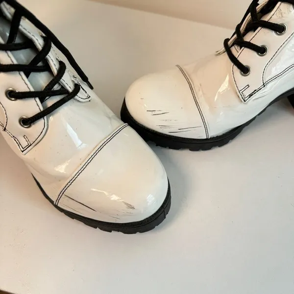 Qupid- White Heeled Combat Boots - Image 6